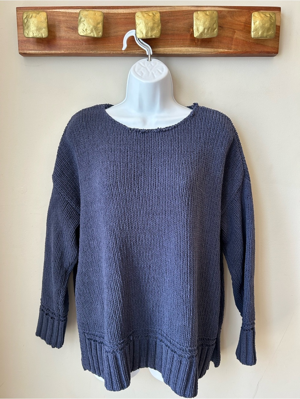 🟢 5 for $25 🟢 Aerie Coastal Grandma Chenille Boat Neck Sweater Blue Cabincore Co